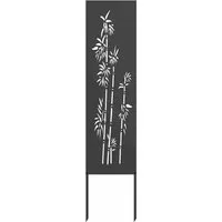 vidaXL Garten Sichtschutz-Leinwand Floral Schwarz 32 x 140 cm - Gartenzäune für stilvollen Sichtschutz, wetterfest und pflegeleicht mit dekorativen Intarsien für mehr Privatsphäre in deinem Außenbereich.