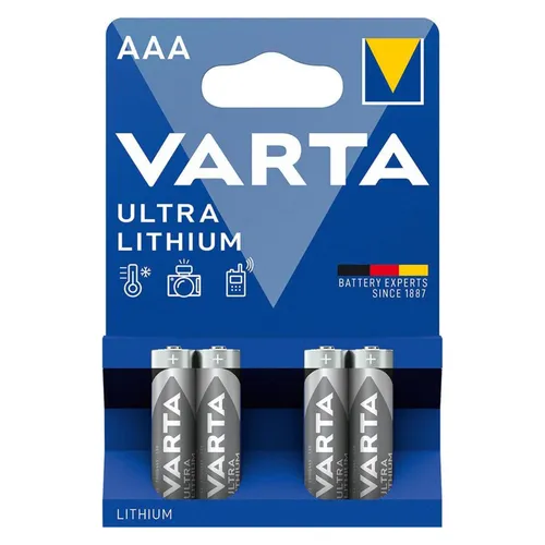 Varta ULTRA Lithium AAA Batterien (4 Stk., 1100 mAh) - Akkus mit hoher Leistung, ideal für langlebige Geräte und eine zuverlässige Energiequelle.