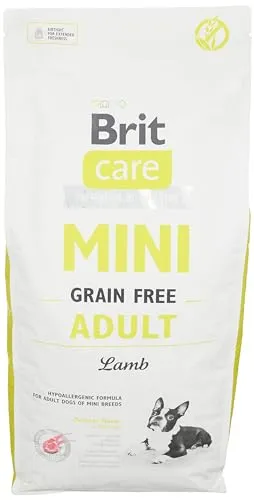 BRIT CARE Mini Grain-Free Adult Lamb 7kg - Premium Hundefutter - Hochwertiges, getreidefreies Trockenfutter für kleine Hunde (1-10 kg) mit Lamm für eine optimale Verdauung und gesunde Haut.
