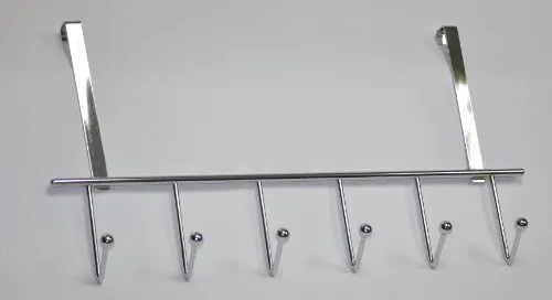 Türgarderobe Hakenleiste Garderobenleiste Kleiderhaken Stahl glanz chrom mit 6 Haken 465 x 245 x 50mm