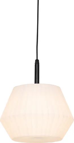 QAZQA Robbert - Moderne Außenhängelampe - Pendelleuchte für den Außenbereich mit IP44-Schutz, dimmbar und ideal für Garten und Terrasse. Stilvolles Design aus Kunststoff und schwarzem Stahl, Durchmesser 32,9 cm.
