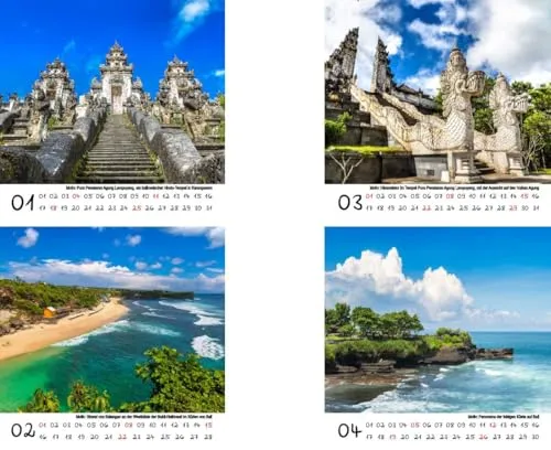 Seelenzauber Reisezauber Bali Tischkalender 10cm x 10cm für 2026 Indonesien Urlaub Strand