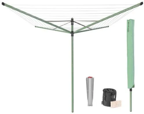 BRABANTIA Wäschespinne Garten Wäschetrockner - Grün - Wäscheständer mit 50 m Leinenlänge, aus robustem Edelstahl und max. Belastung von 40 kg. Ideal für effizientes Trocknen im Garten.