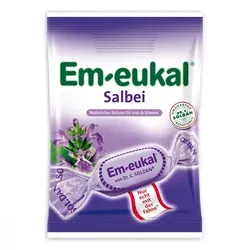 EM Eukal Bonbons Salbei 75 g - Zuckerhaltig - Arzneimittel - Wohltuende Salbeibonbons für die Atemwege, ideal zur Linderung von Husten und Heiserkeit.