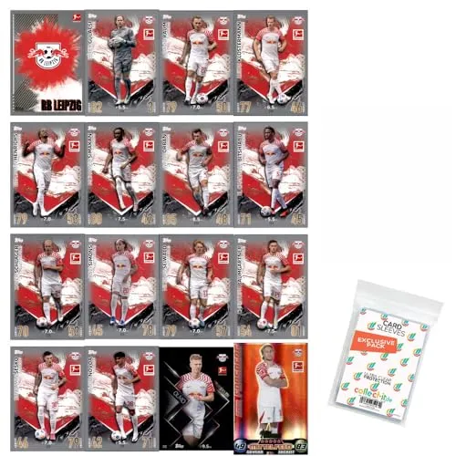 Bundle mit Topps Match Attax Bundesliga - 2023/24 - Mannschaftspaket - RB Leipzig + Exklusive Collect-it Hüllen