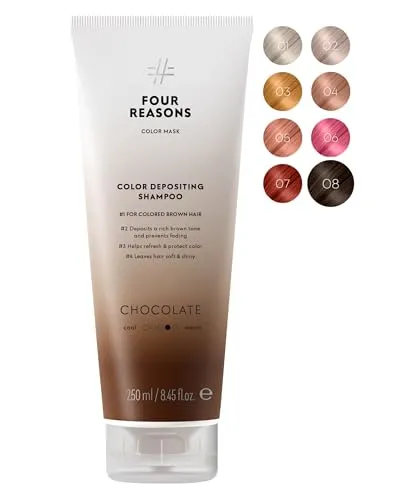 Four Reasons Color Mask Shampoo Chocolate 250ml - Hochwertiges Shampoo für coloriertes Haar, schenkt Glanz und Pflege mit köstlichem Schokoladenduft.