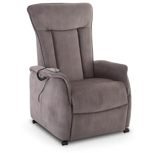 Raburg Fernsehsessel mit Aufstehhilfe, Relaxsessel mit Liegefunktion, elektrisch mit Fernbedienung, 2 Motoren, Taschenfederkern/Komfort-Polsterung, bis 120 kg, Mikrofaser, Marie, Seidengrau