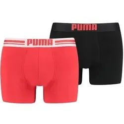 Puma 2P Everyday Placed Logo Boxer Schwarz/Rot Baumwolle Medium Herren