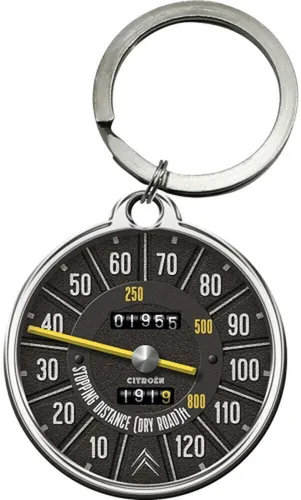 Nostalgic-Art Retro Schlüsselanhänger - 4 cm Citroen Tacho, aus rostfreiem Edelstahl im Vintage Design, perfekte Geschenk-Idee für Citroen-Fans