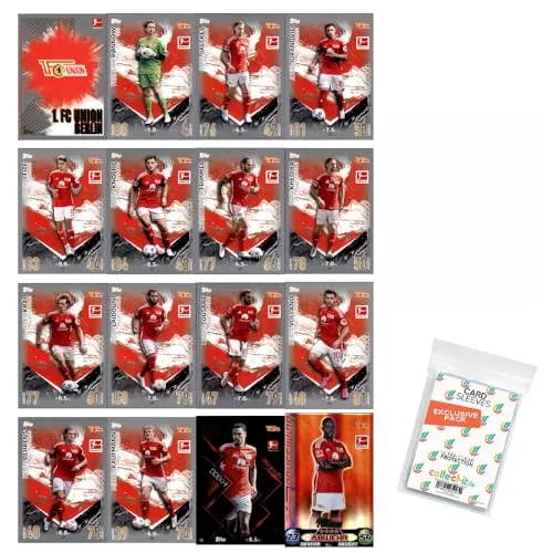 Bundle mit Topps Match Attax Bundesliga - 2023/24 - Mannschaftspaket - 1. FC Union Berlin + Exklusive Collect-it Hüllen