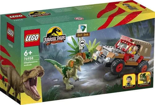 LEGO 76958 Jurassic Park Hinterhalt des Dilophosaurus - LEGO® Set für Kinder ab 6 Jahren, mit baubarem Jeep® und Dilophosaurus-Figur, ideal für spannende Dino-Abenteuer und kreative Spielmöglichkeiten.