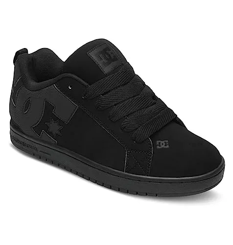 DC Court Graffik M Shoe 3Bk Schwarz - Herren Lederschuhe - Stylische Herren Lederschuhe aus hochwertigem Leder mit bequemer Schaumstoffpolsterung und atmungsaktiven Mesh-Details. Ideal für den täglichen Einsatz und sportliche Aktivitäten.