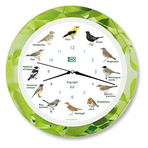 KOOKOO Singvögel Leaf: Die Singende Vogeluhr in grün von KOOKOO