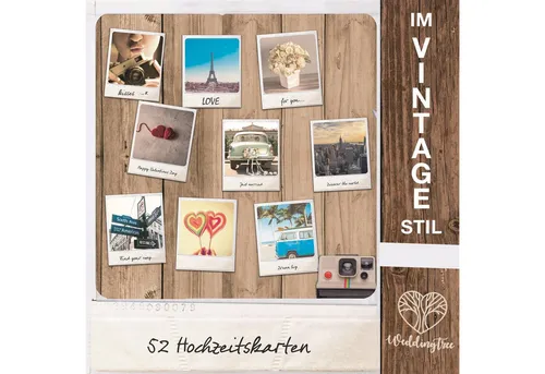 WeddingTree Postkarte 52 Postkarten Hochzeit Vintage - Postkarten Set, Vintage Postkarten Set