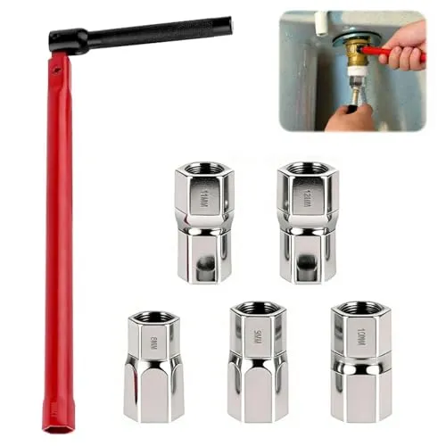 GIUSOBG Standhahnschlüssel 6 Stück Universal Armaturenschlüssel & Standhahnmutterschlüssel 8–12 mm, Wasserhahn Schlüssel Stufenschlüssel für Sanitär Heizung Entlüftung