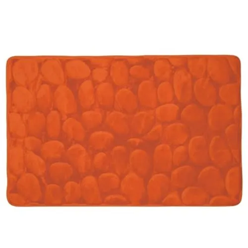 MSV Badteppich Badvorleger Duschvorleger Kieselstein Badematte waschbar, schnelltrocknend, rutschfest 50x80 cm – Orange