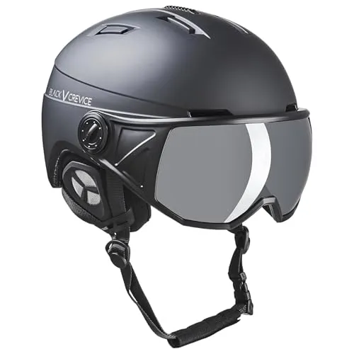 Black Crevice Skihelm St. Moritz mit Vollvisier, schwarz/Silber, M (54-57 cm)