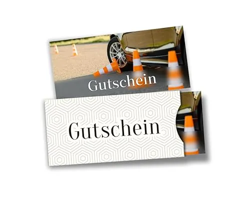 itenga Geschenkgutschein mit Hülle – Gutschein zum Selbst-Ausfüllen im Fotodesign, Postkarte im DIN-lang Format 21 × 9,8 cm, hochwertiger Karton mit Geschenkumschlag (Führerschein)