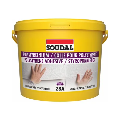 Soudal 28A Styroporkleber für weiche/harte Styroporplatten Wand + Boden 5Kg Weiß
