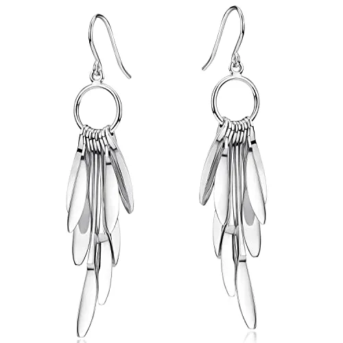 Materia Tropfen Ohrhänger lang aus 925 Silber - Elegante Damen Ohrringe in Tropfenform aus rhodiniertem 925 Sterling Silber, anlaufgeschützt und ideal als Geschenk in hochwertiger Schmuck-Schachtel.