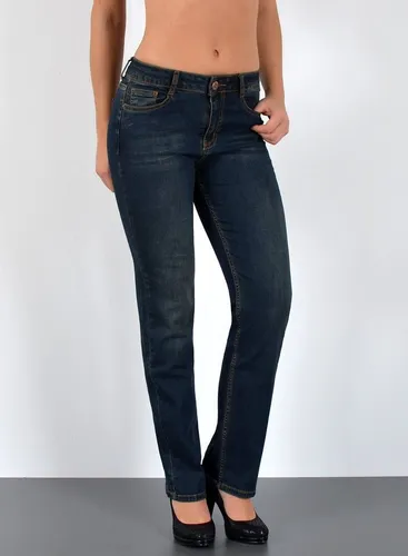 ESRA Damen Straight-Jeans High Waist - Zeitlose High Waist Straight Fit Jeans für Damen, ideal für Business und Freizeit. Der Elasthan-Anteil sorgt für perfekten Sitz und hohen Tragekomfort. Entdecken Sie die optimale Passform und stylischen Look!