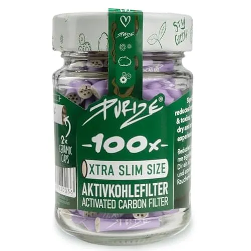 PURIZE® Glas I 100 XTRA Slim Size Aktivkohlefilter Flieder von PURIZE