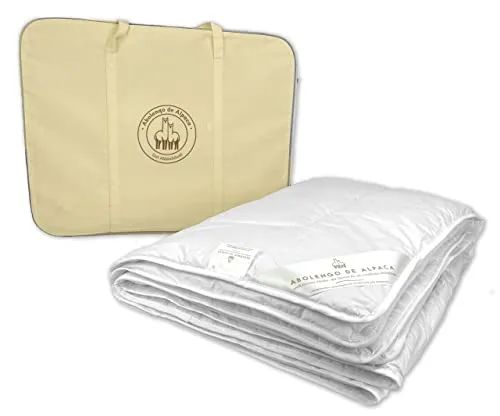 Abolengo de Alpaca Alpaka Sommer Bettdecke, Premium Line, 100% Baby Alpaka Füllung (635g), Bezugsstoff: 200er Baumwollbatist, Leicht und luftig, 155x220cm, Ideal für warme Nächte
