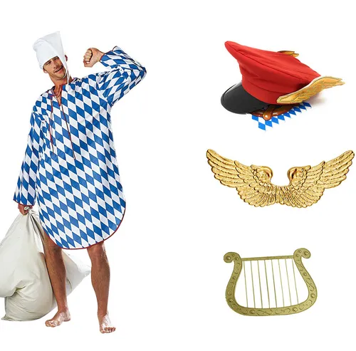 Ein Engel im Himmel Münchner Kostüm mit Flügeln Hut Harfe und Nachthemd