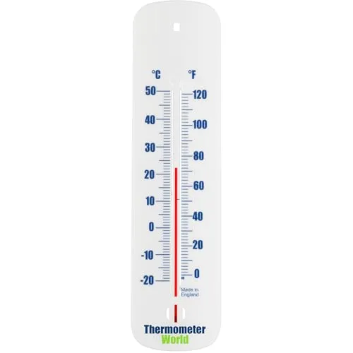 Weißes Wandthermometer für Verwendung in Innen- und Außenbereichen, mit C-/F-Anzeige, für Heim, Garten, Gewächshaus, Büro