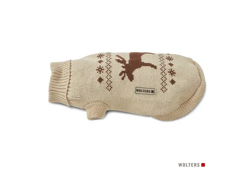 Wolters Hundepullover Strickpullover Elch - Kälteschutz für Hunde, beige-braun, in verschiedenen Größen erhältlich, 20 cm Rückenlänge