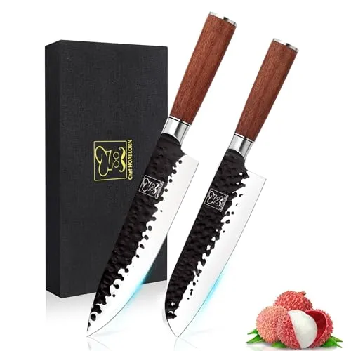 Chefhoablorn Küchenmesser-Set 2-teilig aus hochwertigem Kohlenstoff-Edelstahl für professionelle Küchenmesser mit ultrascharfer Klinge
