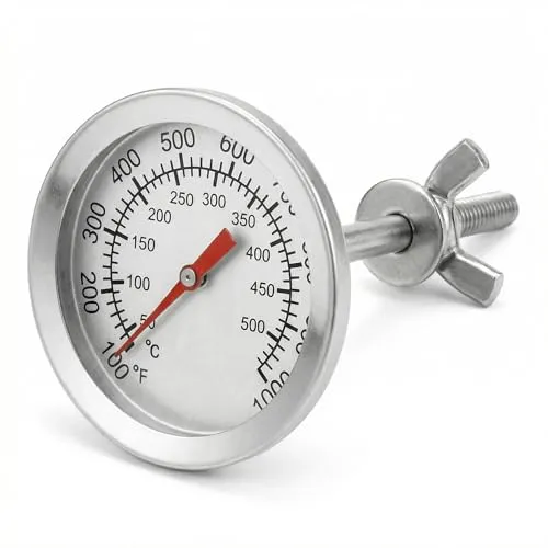 QWORK® BBQ Thermometer, Edelstahl Grill Thermometer, 5 cm Zifferblatt, 0 bis +500 °C