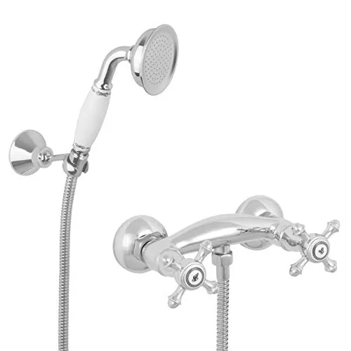 Welfenstein Nostalgie Duscharmatur DA-NV-N16 Handbrause-Set Kreuzgriff Retro