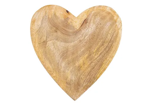 Levandeo® Dekoteller, Deko-Teller Herz 26cm Mangoholz Holzteller Holzschale Herzform