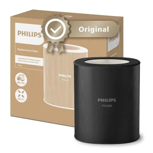 Philips FY2200/30 Original-Ersatzfilter für Luftreiniger 2200 Serie - Hochwertiger Ersatzfilter für Philips Luftreiniger AC2210, AC2220 und AC2221. Mit 3-Schicht-HEPA-Technologie für bis zu 36 Monate optimale Filtration und weniger Aufwand. Nachhaltiges Design mit reduzierter Verpackung.