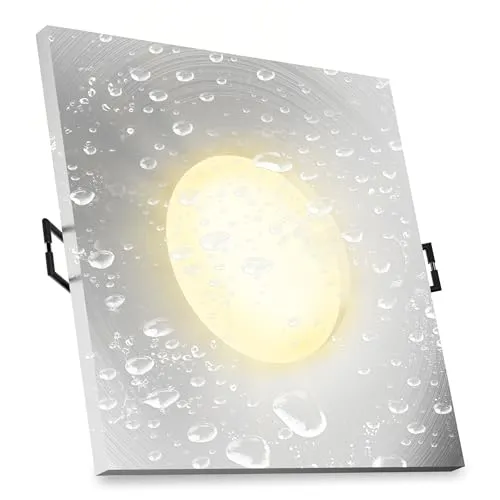 linovum ISASO Einbauleuchte IP65 Bad in Alu gebürstet für Innen & Außen - Deckenbeleuchtung led eckig flach inkl. LED Modul 4W warmweiß