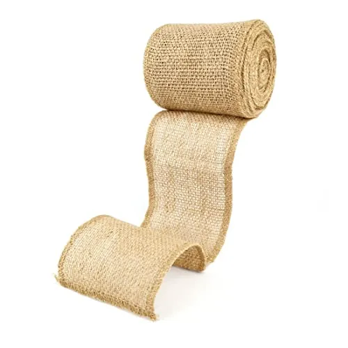 D.RECT Juteband Natur Braun Rolle 10x500cm - 10cm Breit - Jute Geschenkband Vintage - Dekoband Hochzeit - Jutestoff für Floristik und Dekoration