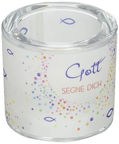 Butzon & Bercker Windlicht zur Geburt & Taufe `Gott segne Dich`– Glas-Teelichthalter mit Spruch – Geschenk mit Licht & Botschaft – Inkl. Geschenkverpackung