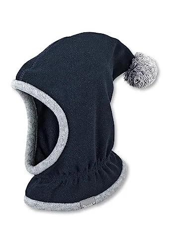 Sterntaler Unisex Baby Schalmütze mit Bommel, marine, 45 - Skullies & Beanies für Jungen, warme Fleece-Schalmütze mit Baumwollfutter, idealer Schutz für Ohren und Hals bei Wind und Kälte.