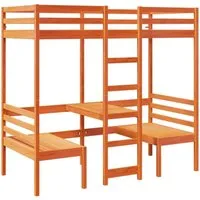 vidaXL Hochbett mit Schreibtisch & Stühlen aus Kiefernholz 90x200 cm - Klassisches Hochbett mit integriertem Schreibtisch und Stühlen für optimale Raumausnutzung. Stabiles Kiefernholz sorgt für Langlebigkeit und rustikalen Charme. Ideal für kleine Räume!