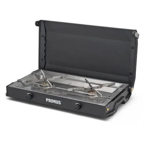 Primus Kinjia Stove - Campingkocher mit 2 x 3.000 W Leistung, leicht und kompakt für Outdoor-Gourmetkochen. Ideal für bis zu 10 Personen und einfach zu reinigen dank abnehmbarer Edelstahlteile.