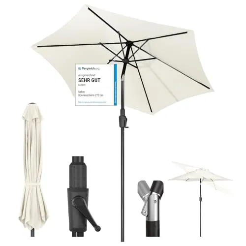 Sekey 220 cm Sonnenschirm mit Kurbel und Auto Kippen von Sekey
