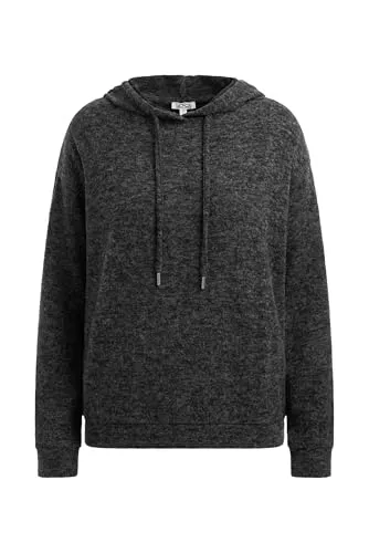 SOCCX Damen Hoodie aus Flauschstrick Black Melange, M