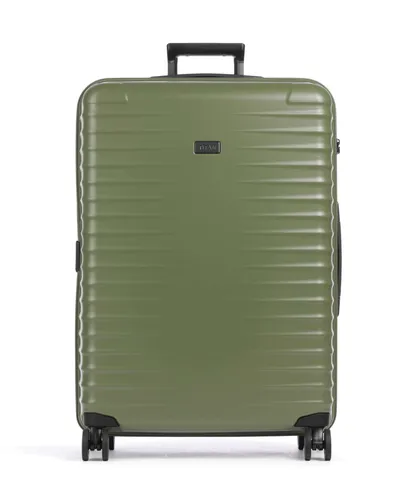 TITAN Upgrade Trolley L 4-Rollen - Forest Green - Trolley der Kategorie Reisegepäck mit 100 Litern Volumen, leicht manövrierbar dank leiser Doppelrollen und ergonomischen Handgriffen, ideal für ausgedehnte Reisen.