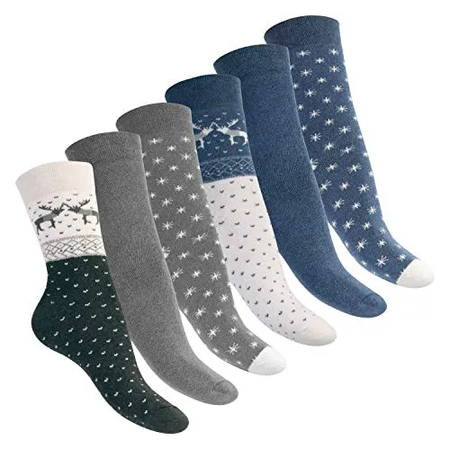 Footstar Damen Wintersocken 6er Pack - Warme Thermo Socken in Blau-Grau (39-42) - 6 Paar Damen Wintersocken mit Thermo-Effekt, ideal für kalte Tage. Ergonomische Schutzzonen und rutschfester Sitz sorgen für Komfort. Hergestellt in Europa und zertifiziert nach OEKO-TEX Standard 100 für geprüfte Qualität.