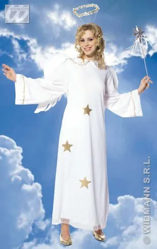 Widmann 35113 Costume ANGELO L - Kostüm-Outfits für Erwachsene: Himmlisches Design mit elegantem Kleid, Flügeln und Heiligenschein, perfekt für festliche Anlässe und Weihnachtsfeiern.