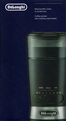 DeLonghi KG210 Elektrische Kaffeemühle - Kaffeemühle mit abnehmbarer Mahlscheibe und Mahlgradanzeiger, ideal für perfekten Kaffeegenuss zu Hause.