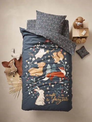 VERTBAUDET Kinder Bettwäsche-Set Magic Forest grün Bedruckt 140X200 50X75