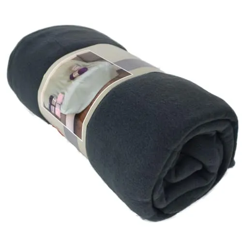 Marabella Fleecedecke Polarfleece versch. Unifarben 130x170cm Wohndecke Schlafdecke Decke, Farbe:anthrazit