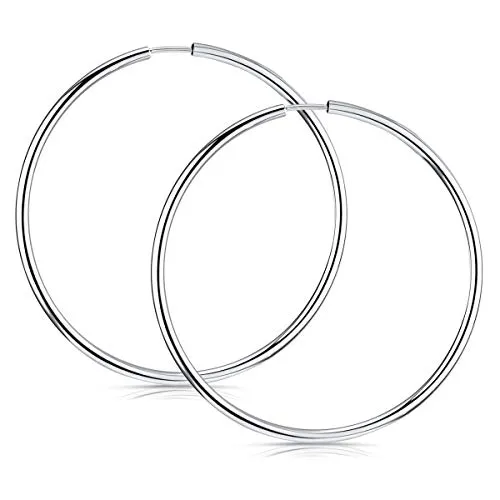 MATERIA Creolen Silber 925 Damen dünn - Echtsilber Ohrringe leicht und flexibel - Elegante Creolen aus 925 Silber für Damen und Teenager mit 45mm Durchmesser. Ihre flexible Bauweise sorgt für besonderen Tragekomfort. Perfekt als Geschenk in stilvoller Schmuckschachtel.